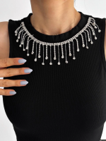 Fitilli Kaşkorse Yakası Zincirli Atlet Siyah (Beden: L) - Görsel 6