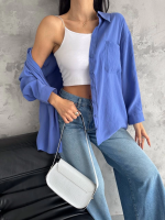 Modal Oversize Cepli Gömlek Mavi (Beden: Standart) - Görsel 6