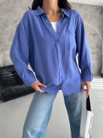 Modal Oversize Cepli Gömlek Mavi (Beden: Standart) - Görsel 4