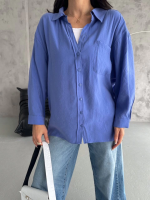 Modal Oversize Cepli Gömlek Mavi (Beden: Standart) - Görsel 2