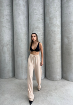 Çımalı Keten Pantolon Bej (Beden: M) - Görsel 2