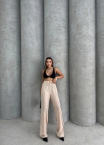 Çımalı Keten Pantolon Bej (Beden: M) - Görsel 3