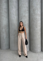 Çımalı Keten Pantolon Bej (Beden: M) - Görsel 5