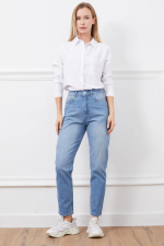 Yüksek Bel Mom Jean Pantolon Mavi (Beden: 36) - Görsel 5