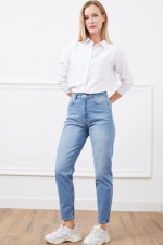 Yüksek Bel Mom Jean Pantolon Mavi (Beden: 36) - Görsel 3