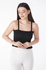 Yazlık Triko Crop Siyah (Beden: Standart) - Görsel 5