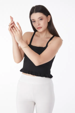 Yazlık Triko Crop Siyah (Beden: Standart) - Görsel 2