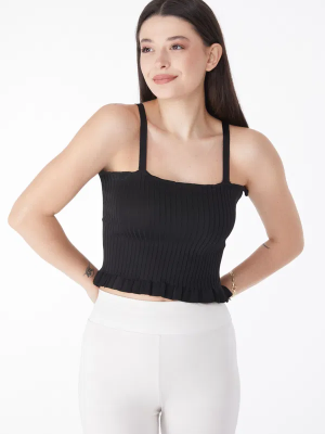 Yazlık Triko Crop Siyah (Beden: Standart)