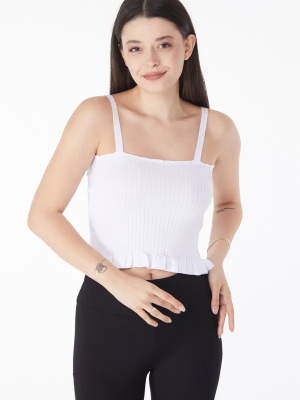 Yazlık Triko Crop Beyaz (Beden: Standart)