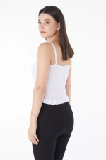 Yazlık Triko Crop Beyaz (Beden: Standart) - Görsel 2
