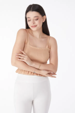 Yazlık Triko Crop Vizon (Beden: Standart) - Görsel 5