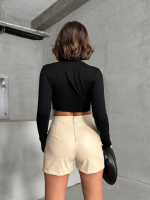 Tokalı Deri Şort H24444 Krem (Beden: L) - Görsel 2