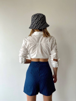 Zincir Detaylı Çizgili Şort Etek Lacivert (Beden: M) - Görsel 3