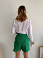 Zincir Detaylı Çizgili Şort Etek Yeşil (Beden: S) - Görsel 3