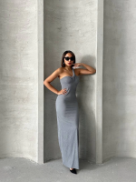 Tek Omuz Pliseli Elbise Gri (Beden: M) - Görsel 4