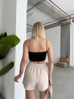 Tek Yırtmajlı Şort Etek Bej (Beden: M) - Görsel 3