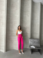 Kemerli Havuç Pantolon Fuşya (Beden: S) - Görsel 6