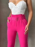 Kemerli Havuç Pantolon Fuşya (Beden: L) - Görsel 4