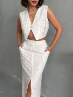 Çilek Takım Etek Yelek Beyaz (Beden: L) - Görsel 2