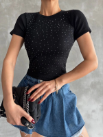 Taş Baskılı Kaş Korse Bluz Siyah (Beden: Standart) - Görsel 3