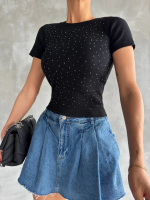 Taş Baskılı Kaş Korse Bluz Siyah (Beden: Standart) - Görsel 4