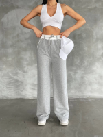 Garnili Bol Paça Pantolon Gri (Beden: Standart) - Görsel 3