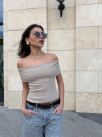 Madonna Yaka Sıfır Kol Bluz Bej (Beden: L)