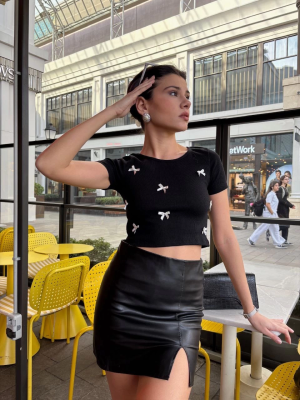 Fiyonklu Bluz Siyah (Beden: S)