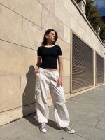 Yaka Kol Garnili Ön Parçalı Bluz Siyah (Beden: S) - Görsel 3