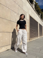 Yaka Kol Garnili Ön Parçalı Bluz Siyah (Beden: S) - Görsel 2