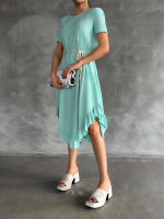 Kuşaklı Elbise Mavi (Beden: Standart)