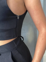 Şortlu Keten Takım S255014 Siyah (Beden: S) - Görsel 2