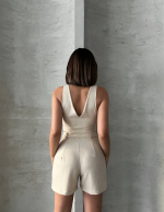 Şortlu Keten Takım S255014 Bej (Beden: Xl) - Görsel 4