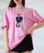 Ayıcıklı Oversize Tişört Pembe (Beden: S) - Görsel 2
