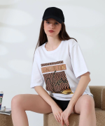 Varak Çizgili Oversize Tişört Beyaz (Beden: Xl) - Görsel 2