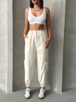 Jogger Lastik Paça Pantolon Bej (Beden: M) - Görsel 2