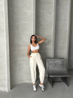 Jogger Lastik Paça Pantolon Bej (Beden: L) - Görsel 5