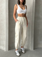 Jogger Lastik Paça Pantolon Bej (Beden: L)