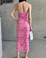 Kaşkorse Desenli Askılı Elbise Pembe (Beden: S) - Görsel 3