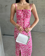 Kaşkorse Desenli Askılı Elbise Pembe (Beden: L) - Görsel 2