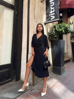 Ayrobin Midi Elbise Siyah (Beden: S)