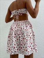 Straplez Elbise Baskılı Beyaz (Beden: L) - Görsel 2