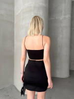 Likralı Gabardin Dört Düğmeli Etek Siyah (Beden: S) - Görsel 4