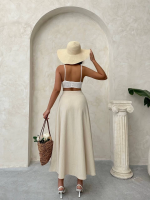 Uzun Astarlı Etek Bej (Beden: L) - Görsel 4