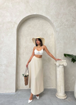 Uzun Astarlı Etek Bej (Beden: L) - Görsel 6