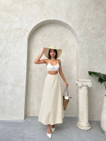 Uzun Astarlı Etek Bej (Beden: L) - Görsel 2