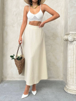 Uzun Astarlı Etek Bej (Beden: L) - Görsel 7