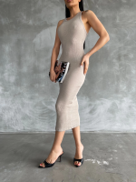 Halter Elbise Bej (Beden: Standart) - Görsel 4