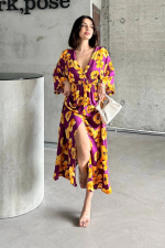 Çiçek Baskılı Elbise Sarı (Beden: S)