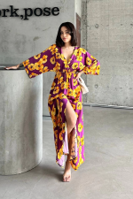 Çiçek Baskılı Elbise Sarı (Beden: S) - Görsel 2